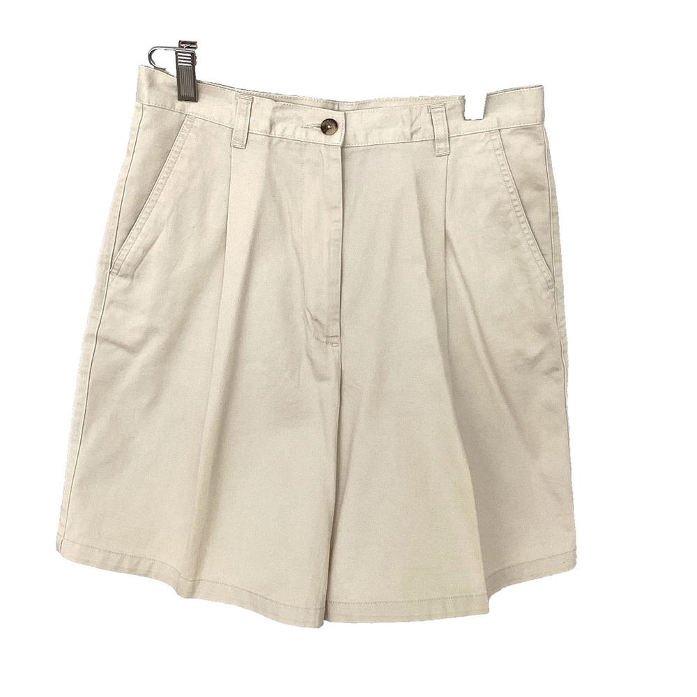 Charter Club Vintage Khaki/Cream Shorts High Waisted Pleated Size 10 - Picture 1 of 8